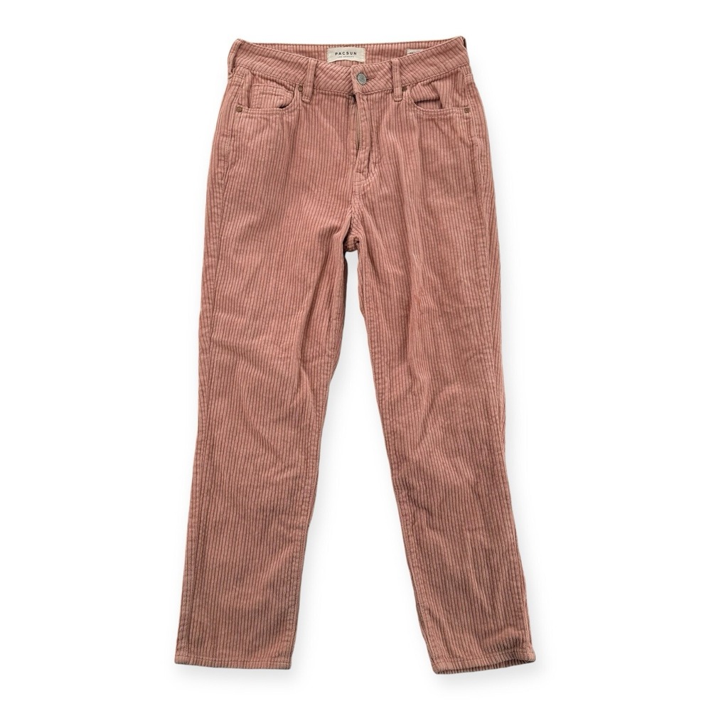 Pacsun Mom Jeans Womens 25 High Rise Pink Straight Leg Corduroy Pants Y2K